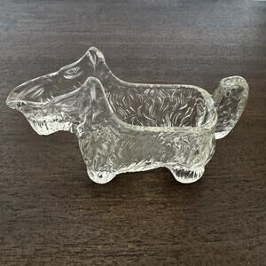 Vintage Scottie Terrier Dog‎ Creamer Candy Dish Trinket Clear Pressed Glass #25